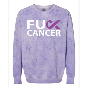 Fuck Pancreatic Cancer F U Fu Purple Ribbon Cancer Awareness Gift Colorblast Crewneck Sweatshirt