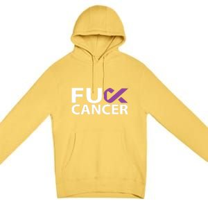 Fuck Pancreatic Cancer F U Fu Purple Ribbon Cancer Awareness Gift Premium Pullover Hoodie