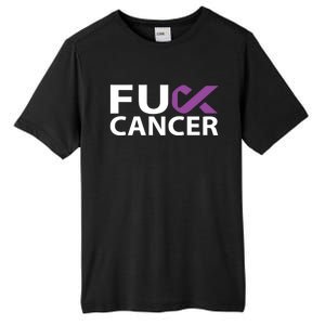 Fuck Pancreatic Cancer F U Fu Purple Ribbon Cancer Awareness Gift Tall Fusion ChromaSoft Performance T-Shirt