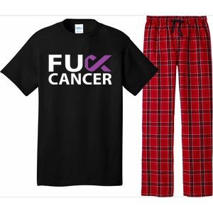 Fuck Pancreatic Cancer F U Fu Purple Ribbon Cancer Awareness Gift Pajama Set