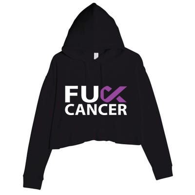 Fuck Pancreatic Cancer F U Fu Purple Ribbon Cancer Awareness Gift Crop Fleece Hoodie