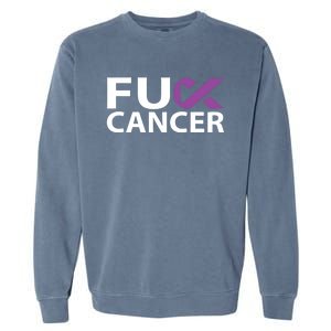 Fuck Pancreatic Cancer F U Fu Purple Ribbon Cancer Awareness Gift Garment-Dyed Sweatshirt