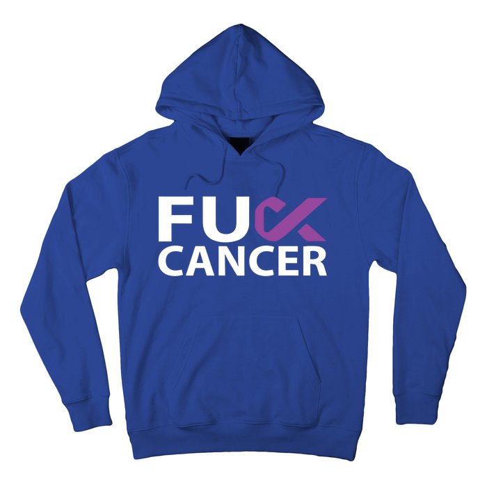 Fuck Pancreatic Cancer F U Fu Purple Ribbon Cancer Awareness Gift Hoodie