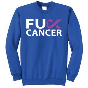 Fuck Pancreatic Cancer F U Fu Purple Ribbon Cancer Awareness Gift Sweatshirt