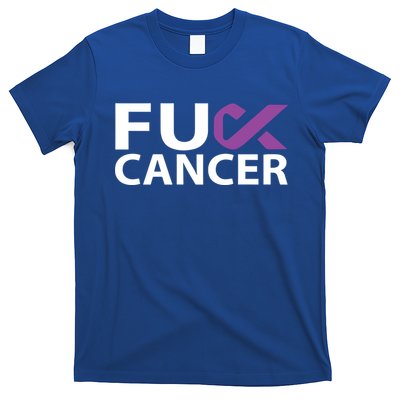 Fuck Pancreatic Cancer F U Fu Purple Ribbon Cancer Awareness Gift T-Shirt