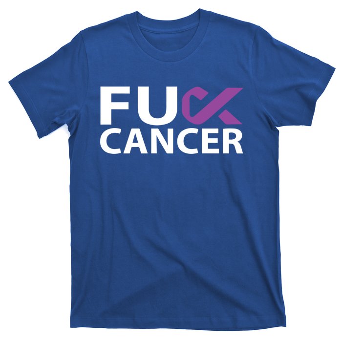 Fuck Pancreatic Cancer F U Fu Purple Ribbon Cancer Awareness Gift T-Shirt