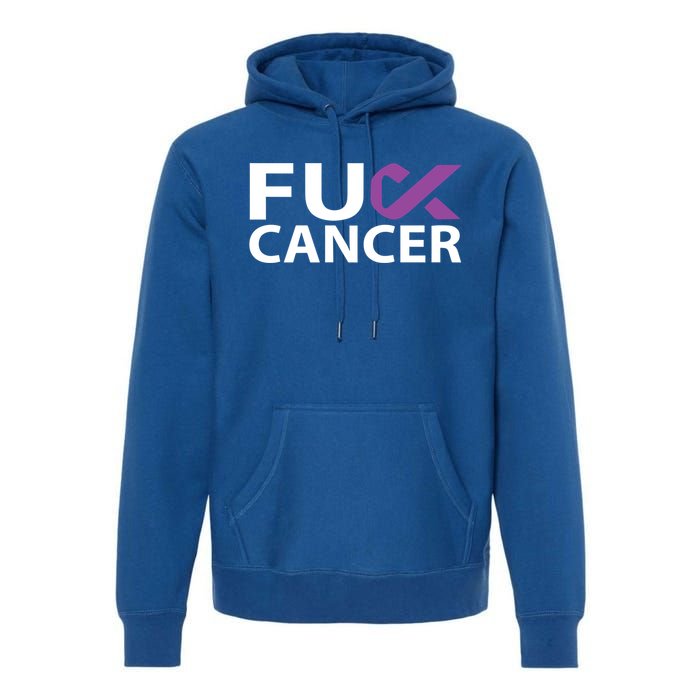 Fuck Pancreatic Cancer F U Fu Purple Ribbon Cancer Awareness Gift Premium Hoodie