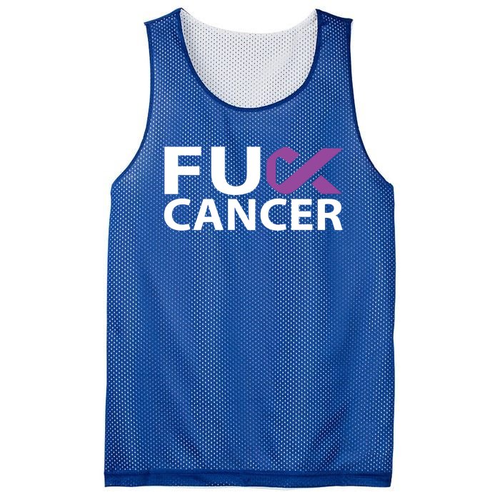 Fuck Pancreatic Cancer F U Fu Purple Ribbon Cancer Awareness Gift Mesh Reversible Basketball Jersey Tank