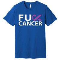 Fuck Pancreatic Cancer F U Fu Purple Ribbon Cancer Awareness Gift Premium T-Shirt