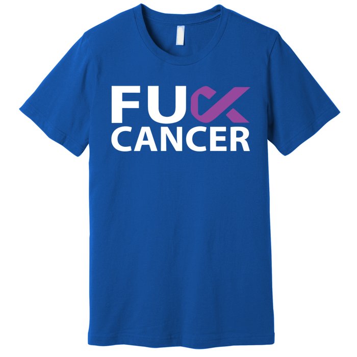 Fuck Pancreatic Cancer F U Fu Purple Ribbon Cancer Awareness Gift Premium T-Shirt