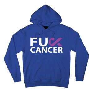 Fuck Pancreatic Cancer F U Fu Purple Ribbon Cancer Awareness Gift Tall Hoodie