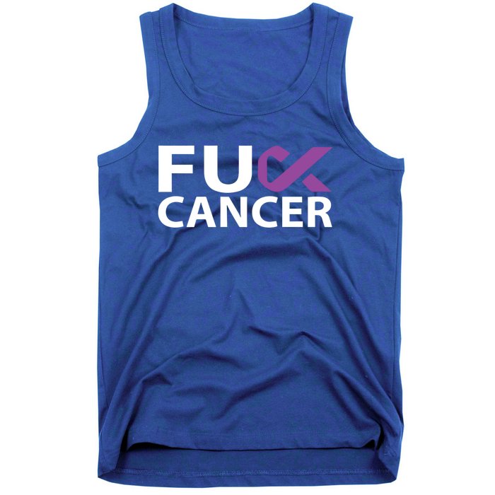 Fuck Pancreatic Cancer F U Fu Purple Ribbon Cancer Awareness Gift Tank Top