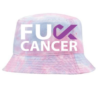 Fuck Pancreatic Cancer F U Fu Purple Ribbon Cancer Awareness Gift Tie-Dyed Bucket Hat