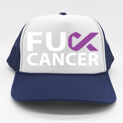 Fuck Pancreatic Cancer F U Fu Purple Ribbon Cancer Awareness Gift Trucker Hat