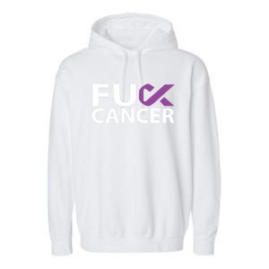 Fuck Pancreatic Cancer F U Fu Purple Ribbon Cancer Awareness Gift Garment-Dyed Fleece Hoodie