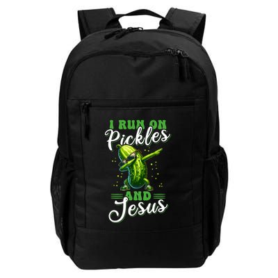 Funny Pickle Cucumber I Run On Pickles And Jesus Daily Commute Backpack