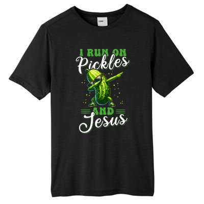 Funny Pickle Cucumber I Run On Pickles And Jesus Tall Fusion ChromaSoft Performance T-Shirt