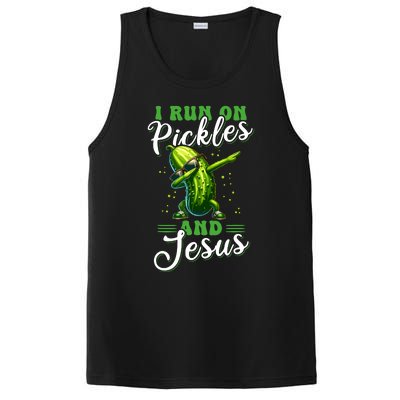 Funny Pickle Cucumber I Run On Pickles And Jesus PosiCharge Competitor Tank