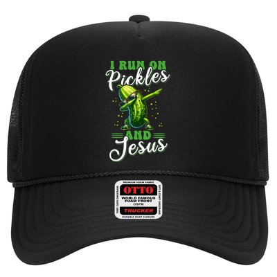 Funny Pickle Cucumber I Run On Pickles And Jesus Trucker Hat