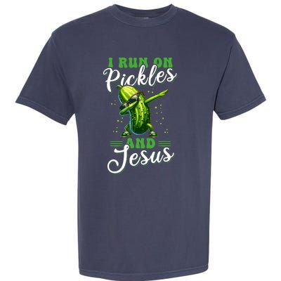 Funny Pickle Cucumber I Run On Pickles And Jesus Garment-Dyed Heavyweight T-Shirt