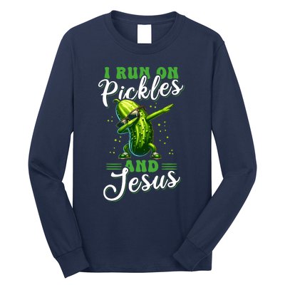 Funny Pickle Cucumber I Run On Pickles And Jesus Long Sleeve Shirt