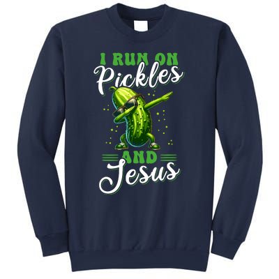 Funny Pickle Cucumber I Run On Pickles And Jesus Sweatshirt