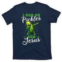 Funny Pickle Cucumber I Run On Pickles And Jesus T-Shirt