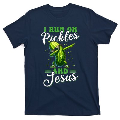 Funny Pickle Cucumber I Run On Pickles And Jesus T-Shirt