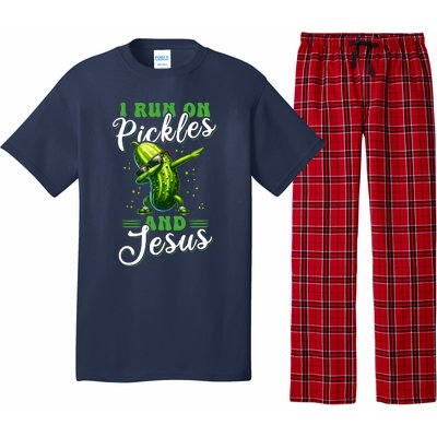 Funny Pickle Cucumber I Run On Pickles And Jesus Pajama Set