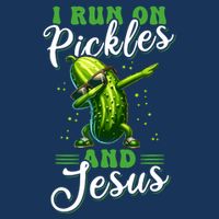 Funny Pickle Cucumber I Run On Pickles And Jesus Flat Bill Trucker Hat