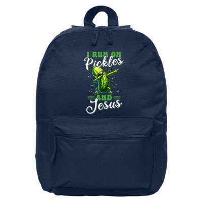 Funny Pickle Cucumber I Run On Pickles And Jesus 16 in Basic Backpack