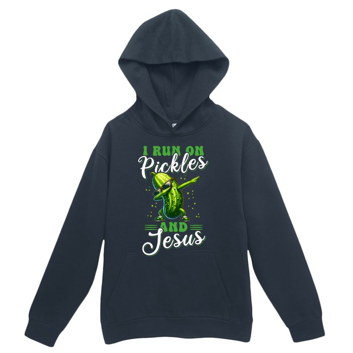 Funny Pickle Cucumber I Run On Pickles And Jesus Urban Pullover Hoodie