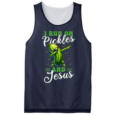 Funny Pickle Cucumber I Run On Pickles And Jesus Mesh Reversible Basketball Jersey Tank