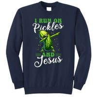 Funny Pickle Cucumber I Run On Pickles And Jesus Tall Sweatshirt