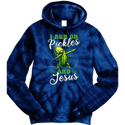 Funny Pickle Cucumber I Run On Pickles And Jesus Tie Dye Hoodie