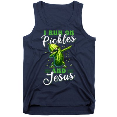 Funny Pickle Cucumber I Run On Pickles And Jesus Tank Top