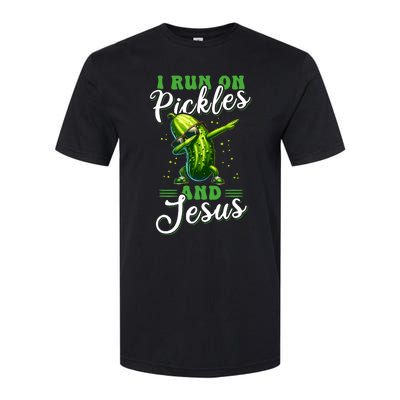 Funny Pickle Cucumber I Run On Pickles And Jesus Softstyle CVC T-Shirt