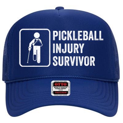 Funny Pickleball Coach With Saying Pickleball Injury Survivor Gift High Crown Mesh Back Trucker Hat