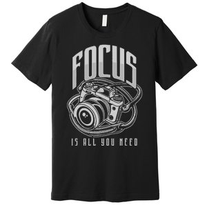 Focus Photographer Camera Gift Premium T-Shirt