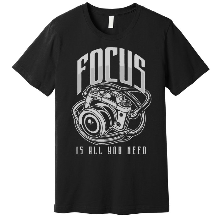 Focus Photographer Camera Gift Premium T-Shirt