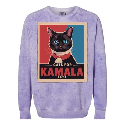 Funny Political Cats For Kamala Gift Colorblast Crewneck Sweatshirt