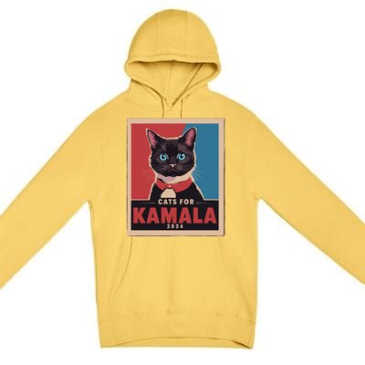 Funny Political Cats For Kamala Gift Premium Pullover Hoodie