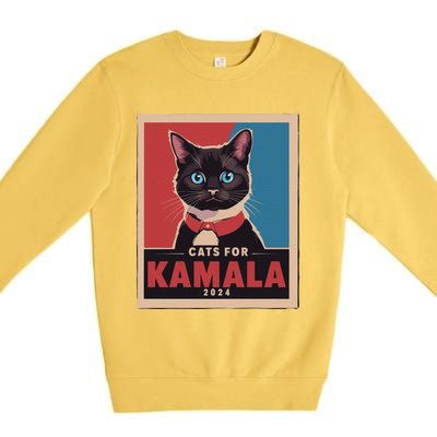 Funny Political Cats For Kamala Gift Premium Crewneck Sweatshirt