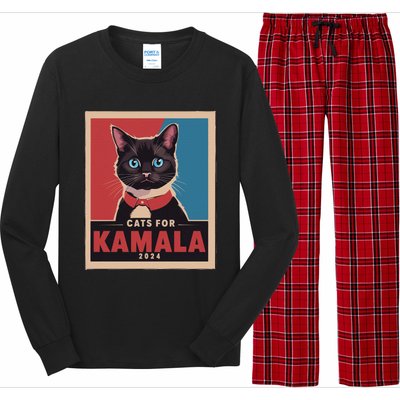 Funny Political Cats For Kamala Gift Long Sleeve Pajama Set