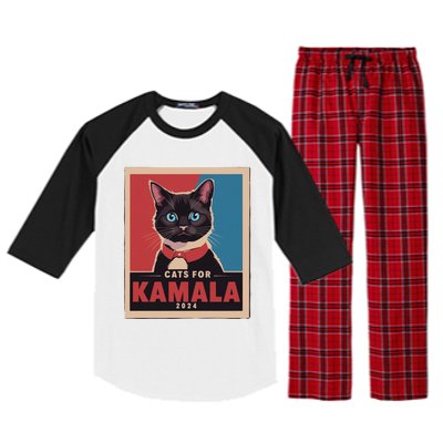 Funny Political Cats For Kamala Gift Raglan Sleeve Pajama Set