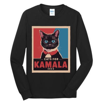 Funny Political Cats For Kamala Gift Tall Long Sleeve T-Shirt