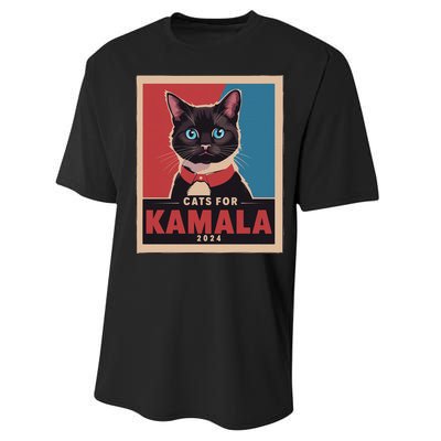 Funny Political Cats For Kamala Gift Performance Sprint T-Shirt