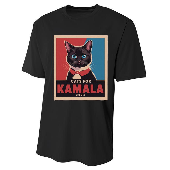 Funny Political Cats For Kamala Gift Performance Sprint T-Shirt