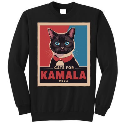 Funny Political Cats For Kamala Gift Tall Sweatshirt