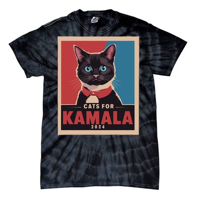 Funny Political Cats For Kamala Gift Tie-Dye T-Shirt